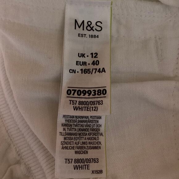 Mark’s & Spencer White Linen Blend Drawstring Waist Straight Pencil Skirt Sz 10 - Picture 5 of 6